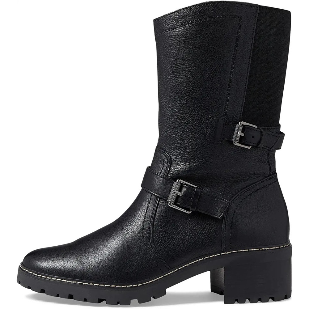 NATURALIZER TALON WOMENS LEATHER MOTORCYCLE MID-CALF BOOTS - Picture 7 of 12